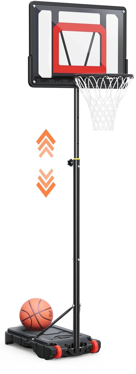 Portable Basketball Hoop Outdoor, 33In Basketball Goals 5-7Ft Height Adjustable PVC Basketball Hoop Goals for Basketball Court Kids Toddlers Play Outdoor